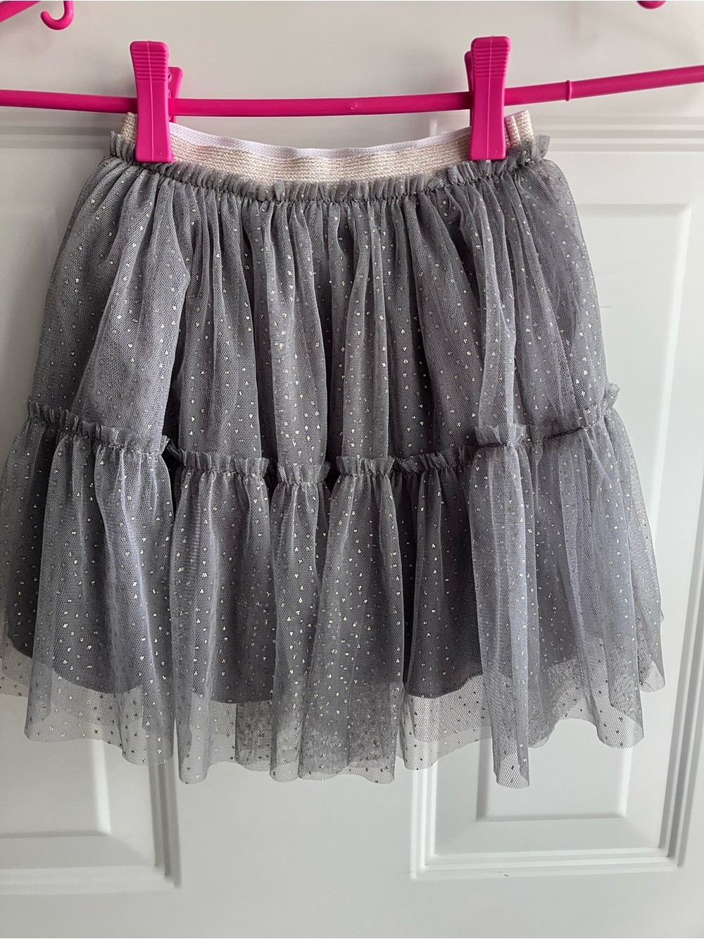 Grey gold sparkle polka dot tulle tutu skirt 4T 5T